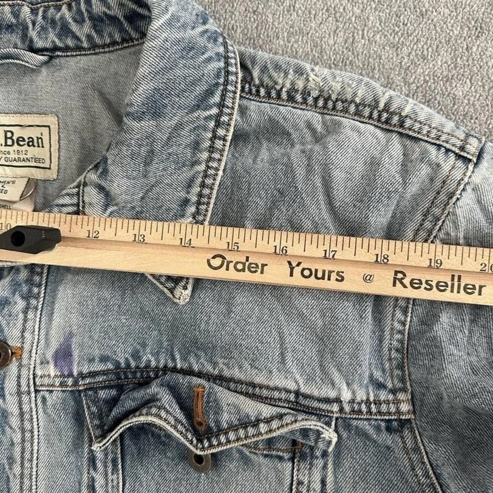 LL Bean Denim Jacket Mens Large Blue‎ Trucker Workwear Distressed Indie Grunge